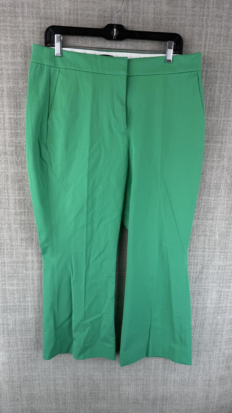 J.CREW Pants Womens 12 Green Dress Pants Twill Flat Front Stretch Pockets